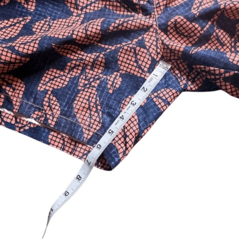Tommy Bahama Relax Mens‎ Medium Swim Trunks Navy Coral Tropical Leaf Print 6in